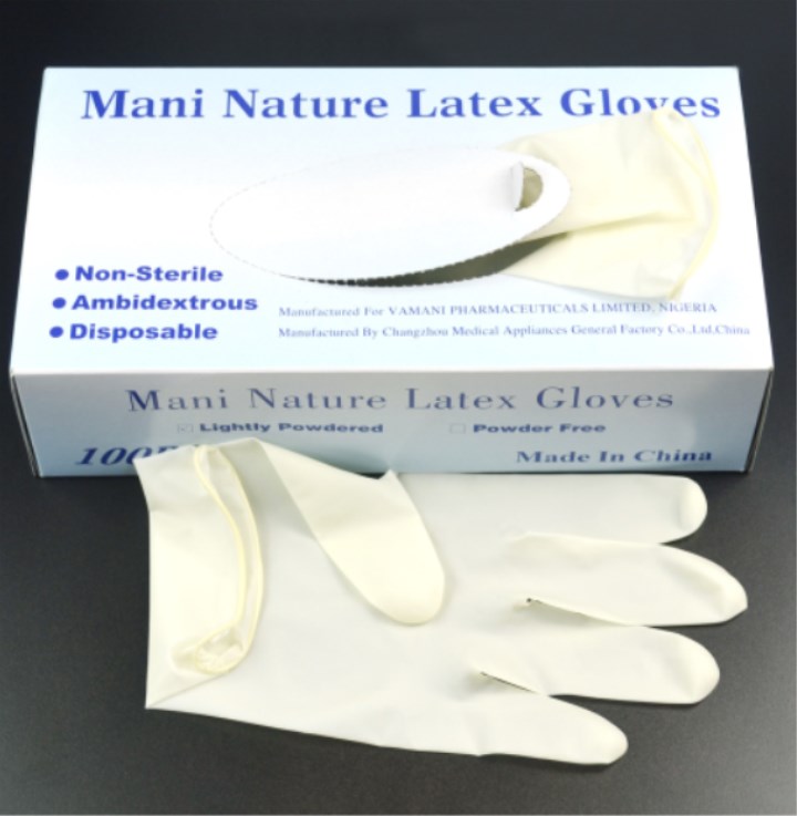Disposable latex examination gloves